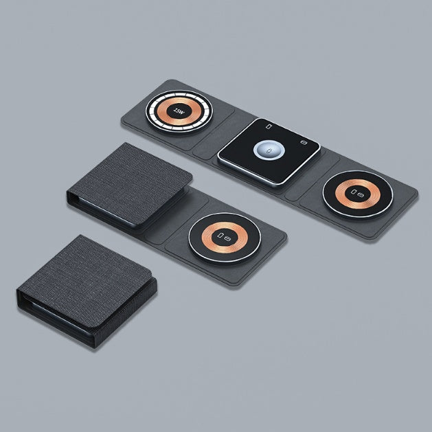 3-in-1 Magnetic Wireless Charger – Foldable Fast Charging Dock for iPhone, Apple Watch & AirPods