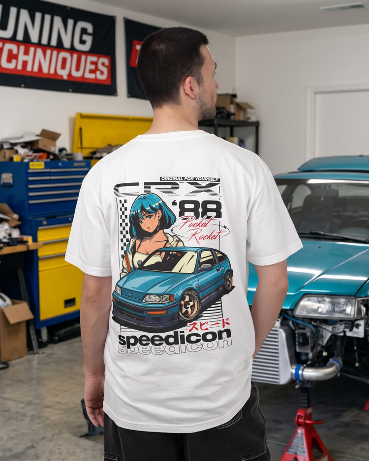 Pocket Rocket Tee | JDM Streetwear Anime Hatchback Back Print Tuning Techniques