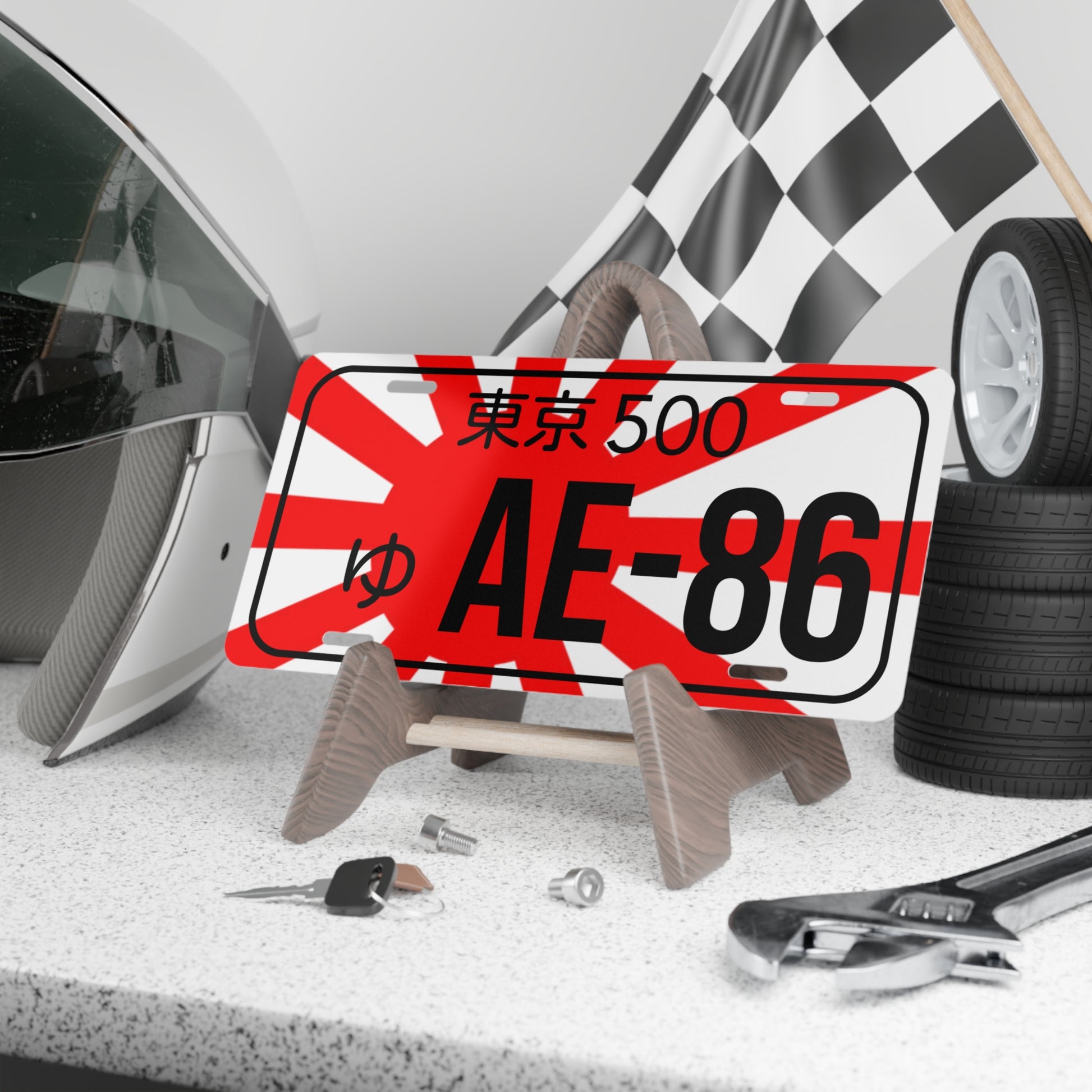 AE86 Rising Sun Aluminum Vanity Plate – Japanese License Plate Style | Car Accessories, Drift Gift, Garage Decor