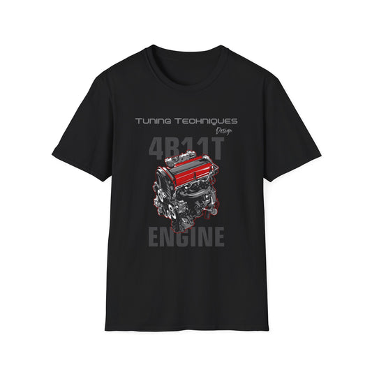 Tuning Techniques Design 4B11T Engine T-Shirt – Boost Your Style with Turbo Power