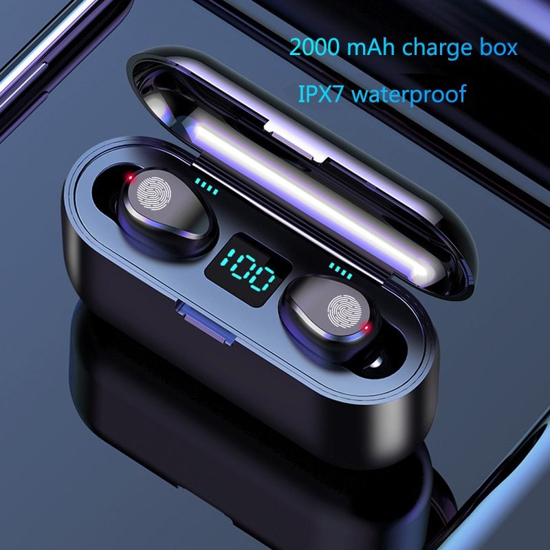 Bluetooth Earbud with LED Display & 2000mAh Charging Case – Mono Wireless with Voice Control
