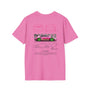 Pink t-shirt with Porsche car design on a white background
