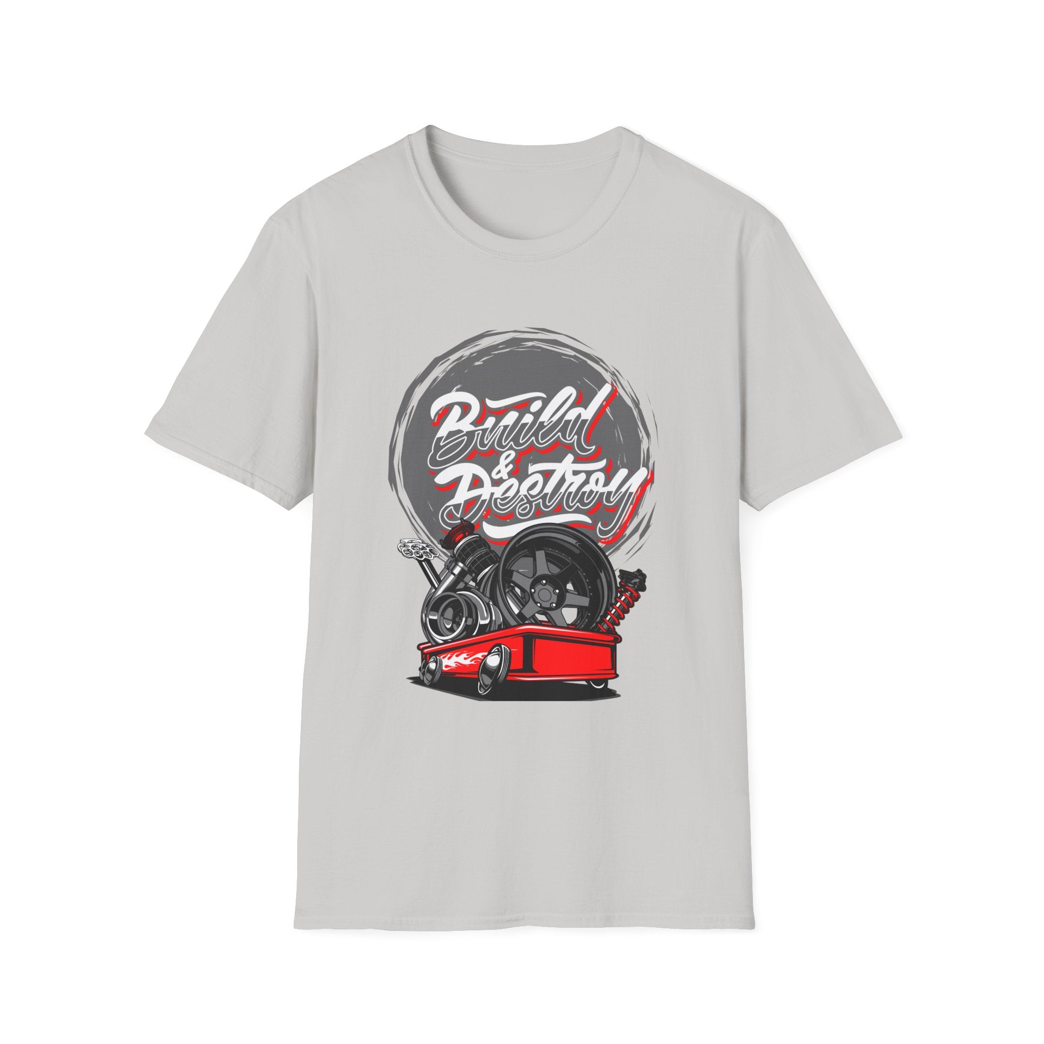 Build And Destroy Grey Circle T-Shirt Embrace the Evolution