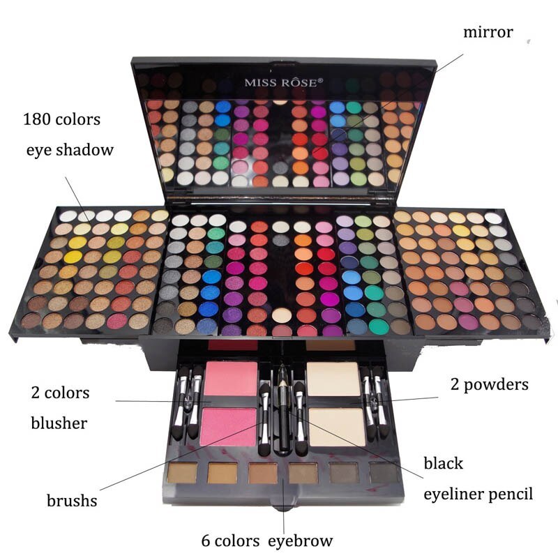 180-Color All-in-One Makeup Palette – Eyeshadow, Blush, Contour & Powder Set