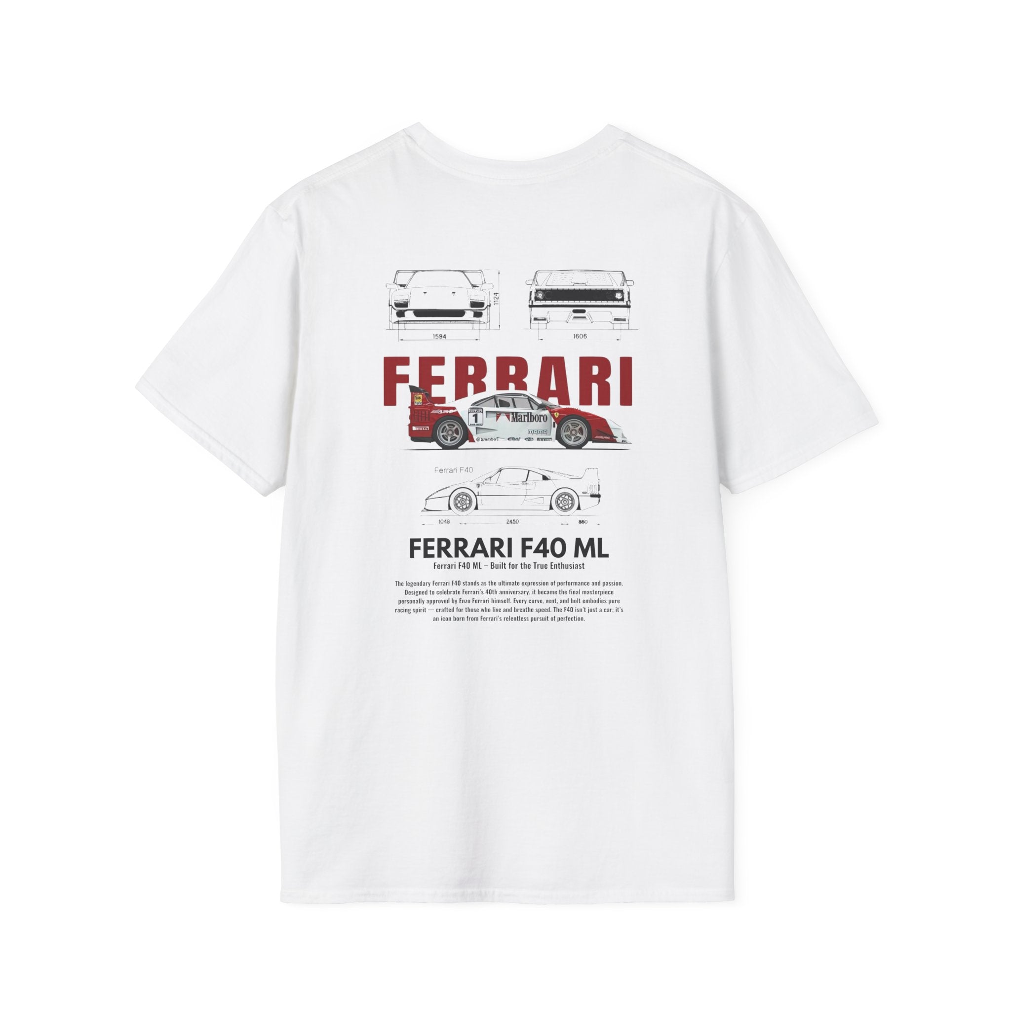 Ferrari F40 Mechanical Design Hoodie | Italian Supercar Sweatshirt | Gildan 18500