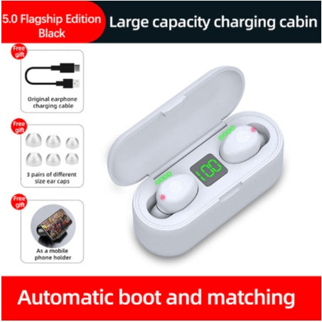 Bluetooth Earbud with LED Display & 2000mAh Charging Case – Mono Wireless with Voice Control