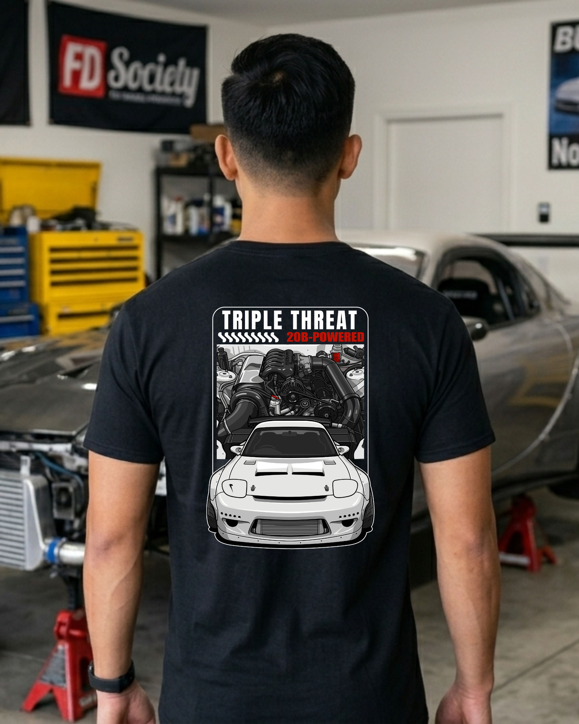 Triple Threat 20B Tee | Rotary Powered RX7 Streetwear Shirt Tuning Techniques
