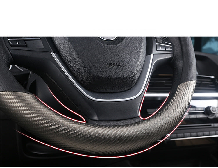 Premium Carbon Fiber Steering Wheel Cover - Perforated Leather 15-Inch