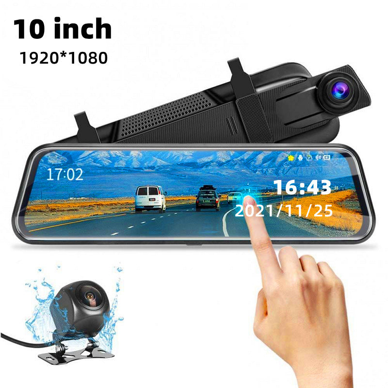10-Inch Full Screen Rear-View DVR Mirror with Dual Cameras