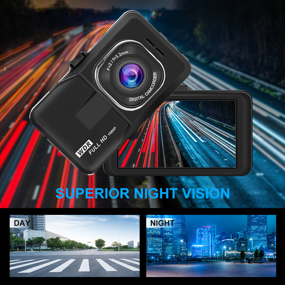 Night Vision Car Dash Cam with 140° Wide Angle Lens