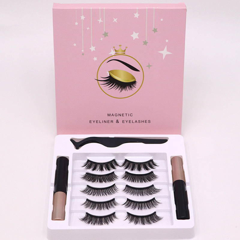 Magnetic Eyelashes with Eyeliner – 5 Pairs Reusable Lashes Set (No Glue Needed)