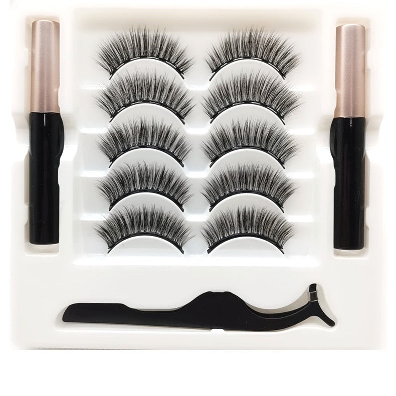 Magnetic Eyelashes with Eyeliner – 5 Pairs Reusable Lashes Set (No Glue Needed)