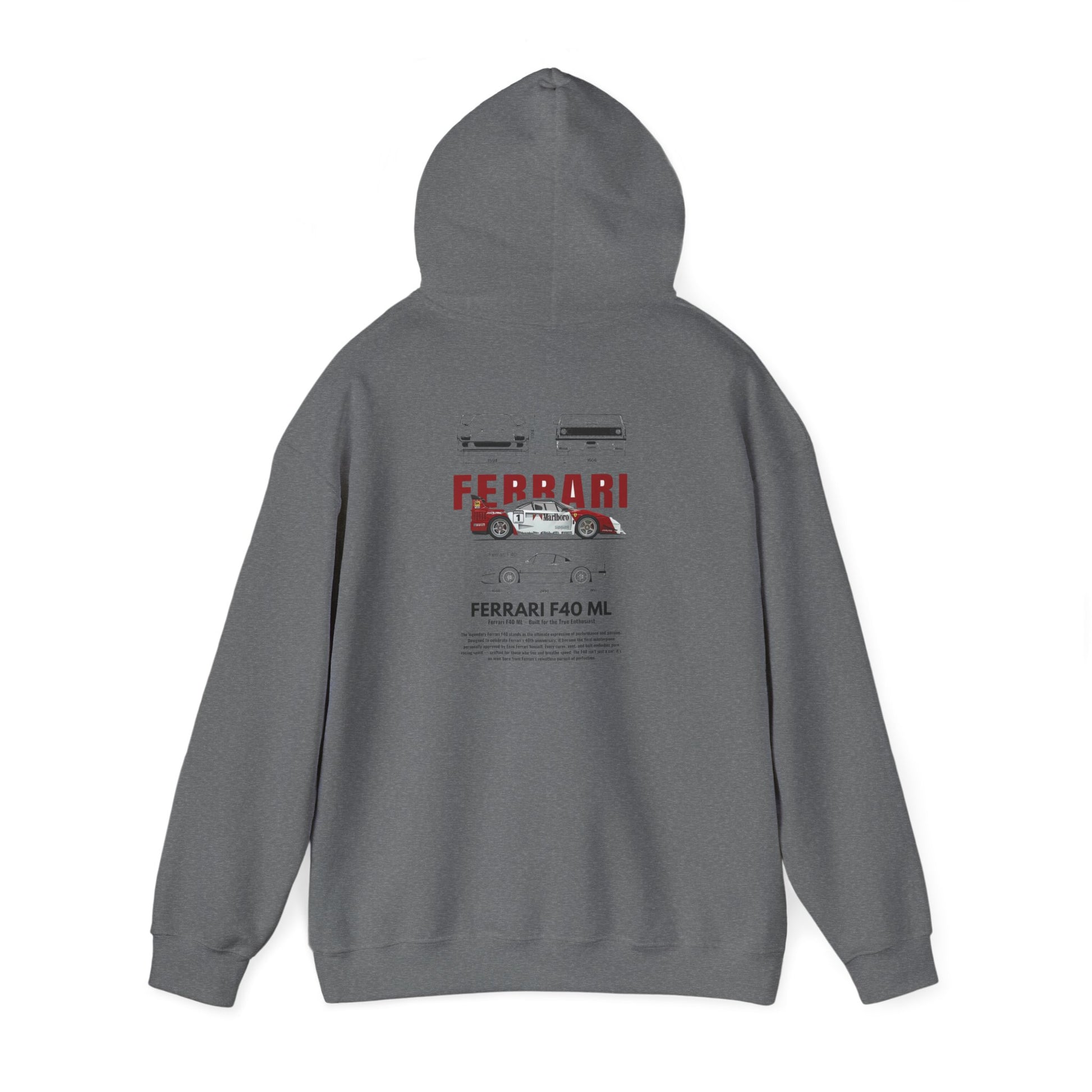 Ferrari F40 Mechanical Design Hoodie | Italian Supercar Sweatshirt | Gildan 18500