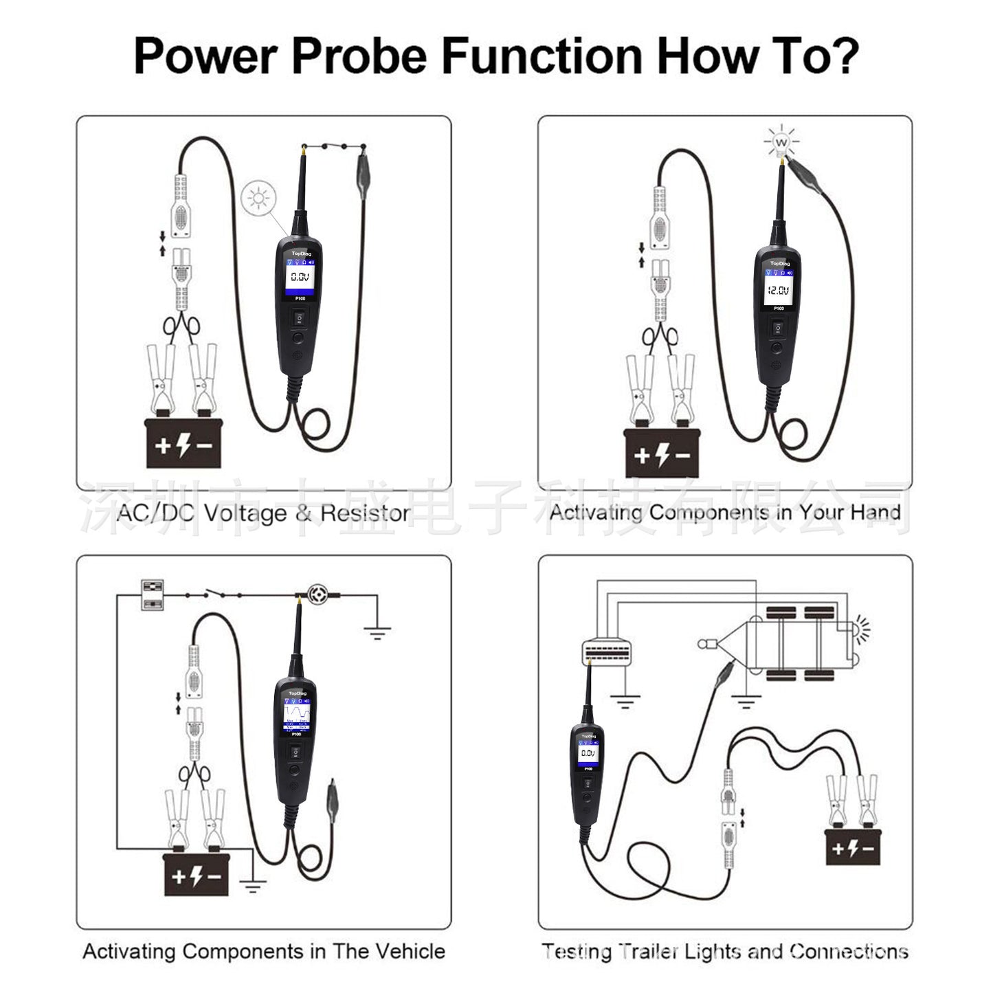 Automotive Electrical Circuit Tester Power Probe 12-24V DC Pen Diagnostic Tool