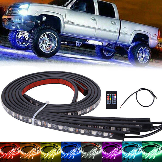 Colorful Sound-Activated LED Car Underglow Kit with Remote Control - Multi-Color Flexible Light Strips