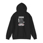 Black hoodie with a graphic design on the back featuring the word 'STATIC' and a car illustration.