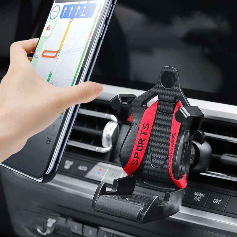 Phone Holder Car Vent Mount with Racing Seat Design, 360 Degree Rotatable Air Vent Clip Holder