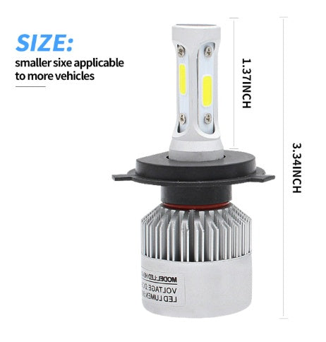 S2 LED Headlights - 8000LM COB Chips, 6500K Cool White, 360° Beam Angle