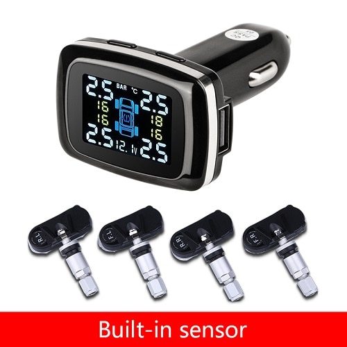 Tire Pressure and Temperature Monitoring System with LCD Display