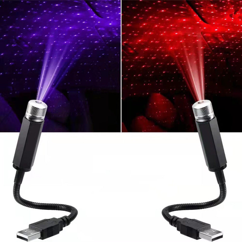 Adjustable USB Car Star Projector Light - 360-Degree Rotating Starlight