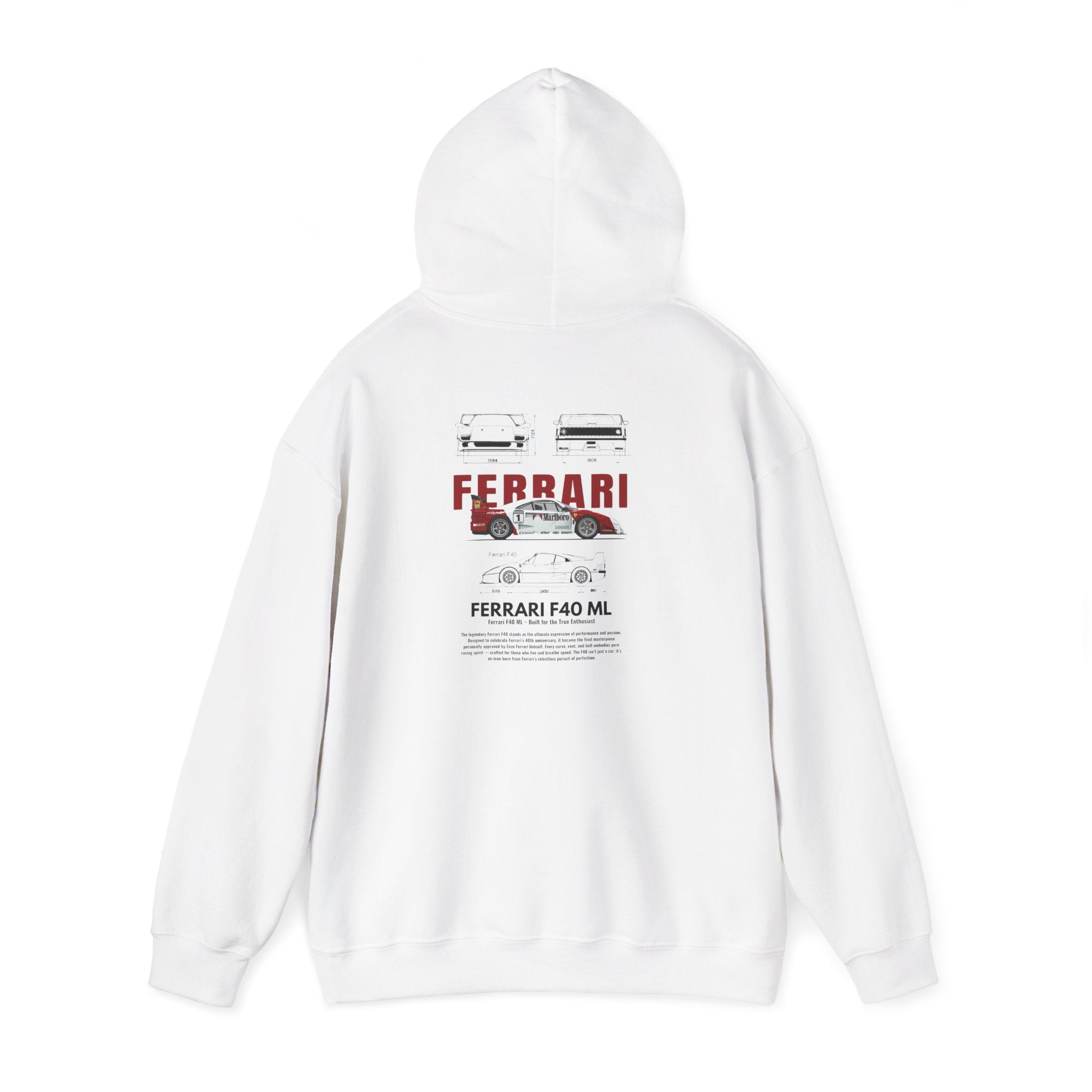 Ferrari F40 Mechanical Design Hoodie | Italian Supercar Sweatshirt | Gildan 18500