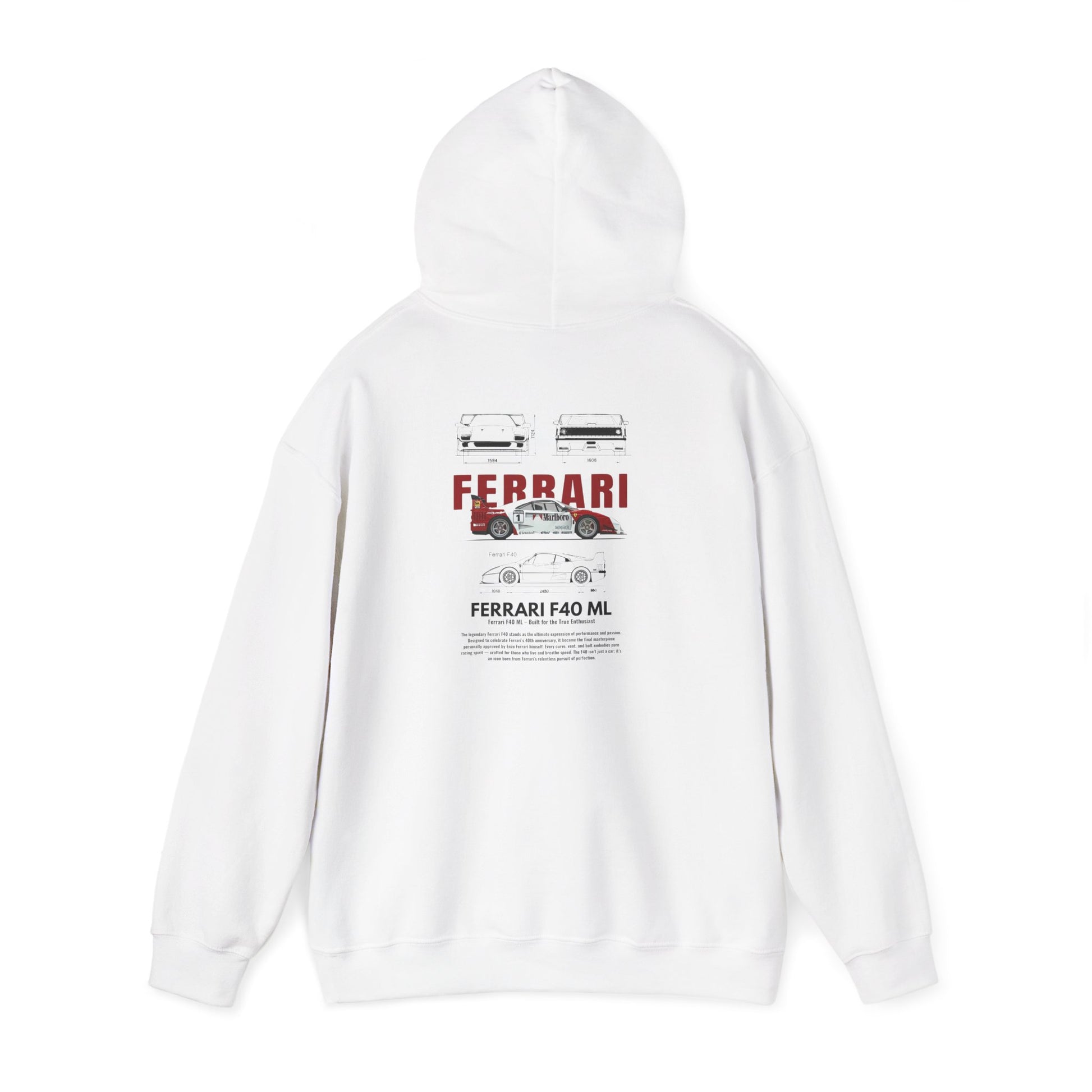 Ferrari F40 Mechanical Design Hoodie | Italian Supercar Sweatshirt | Gildan 18500