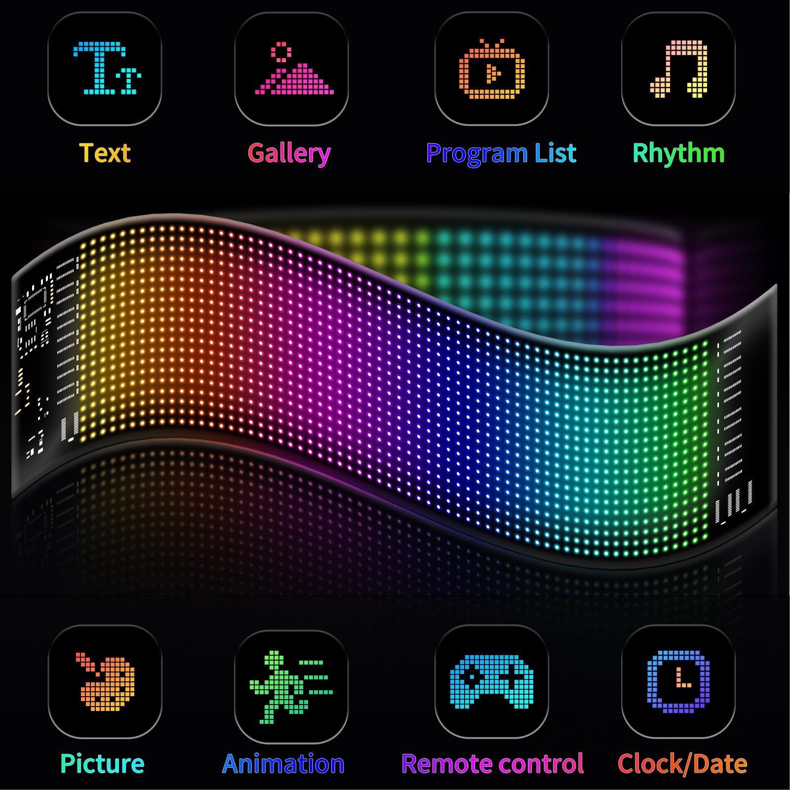 14" Programmable LED Pixel Display Panel – Scrollable Text & Animations for Events, Cars, and More