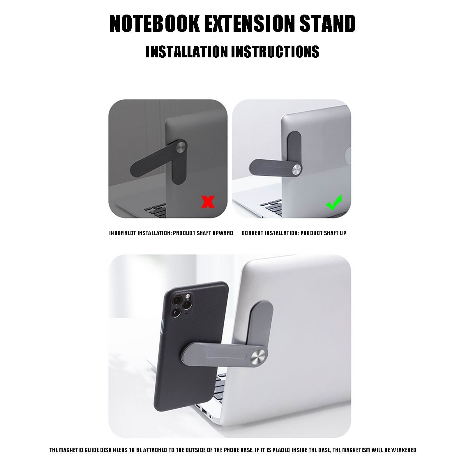 Laptop Side Expansion Bracket – Magnetic Phone Holder for Laptop Monitors