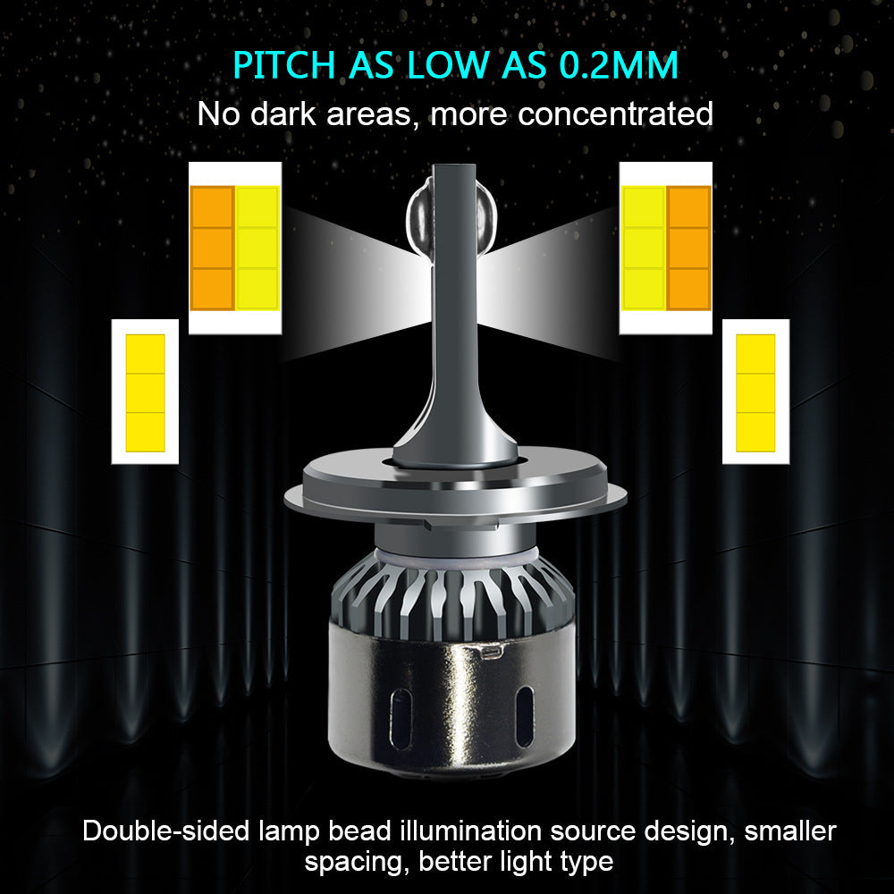 Tri-Color LED Headlights - 55W, 6000LM, Dual-Beam Technology