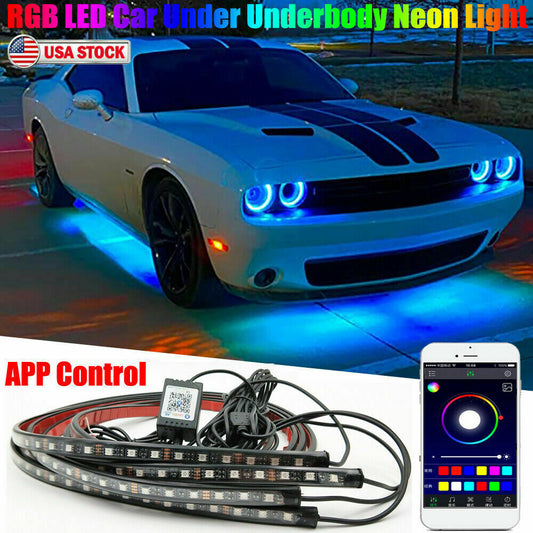 Colorful Sound-Activated LED Car Underglow Kit with Remote Control - Multi-Color Flexible Light Strips