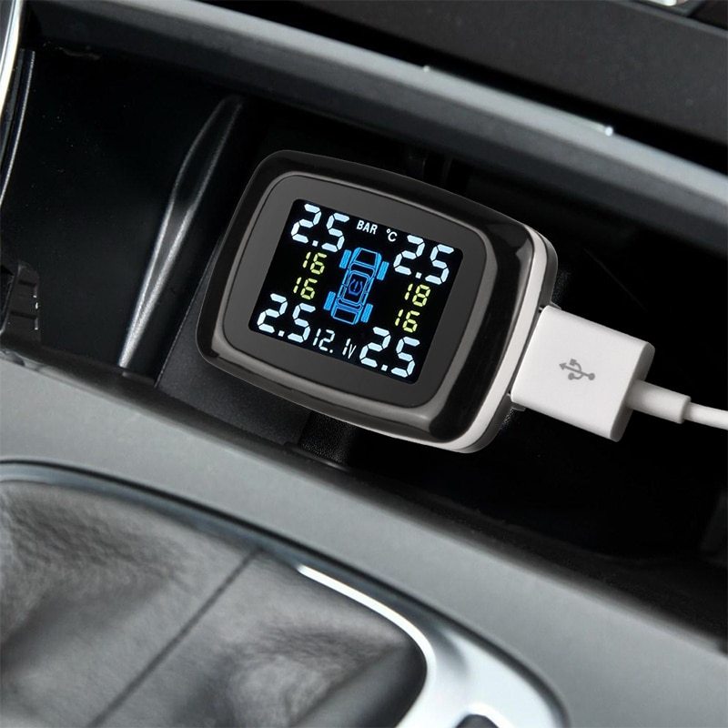 Tire Pressure & Temperature Monitoring System – Real-Time TPMS with LCD Display & Alarms