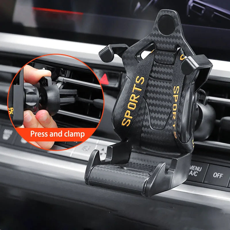 Phone Holder Car Vent Mount with Racing Seat Design, 360 Degree Rotatable Air Vent Clip Holder