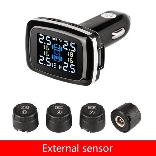 Tire Pressure and Temperature Monitoring System with LCD Display