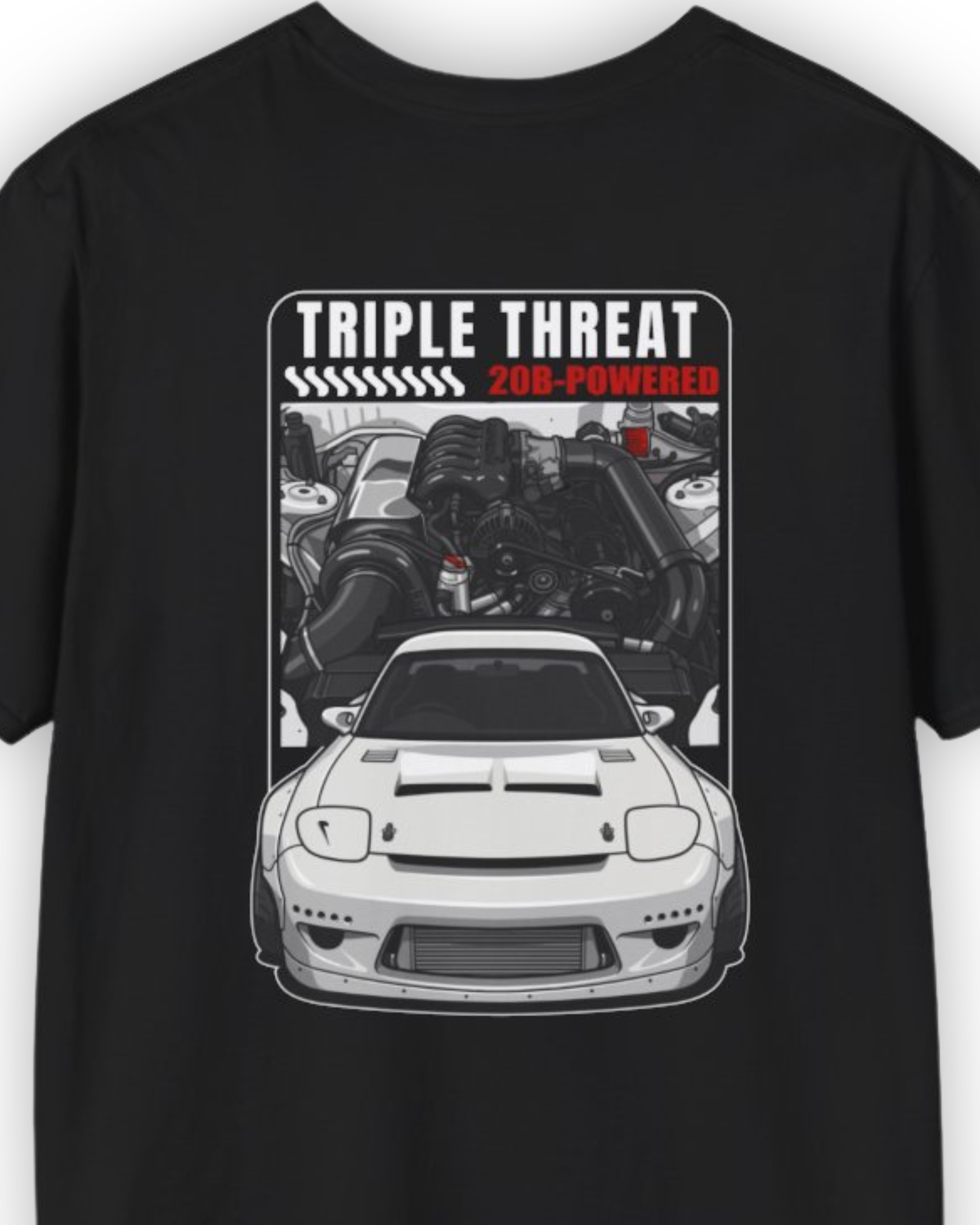 Triple Threat 20B Tee | Rotary Powered RX7 Streetwear Shirt Tuning Techniques