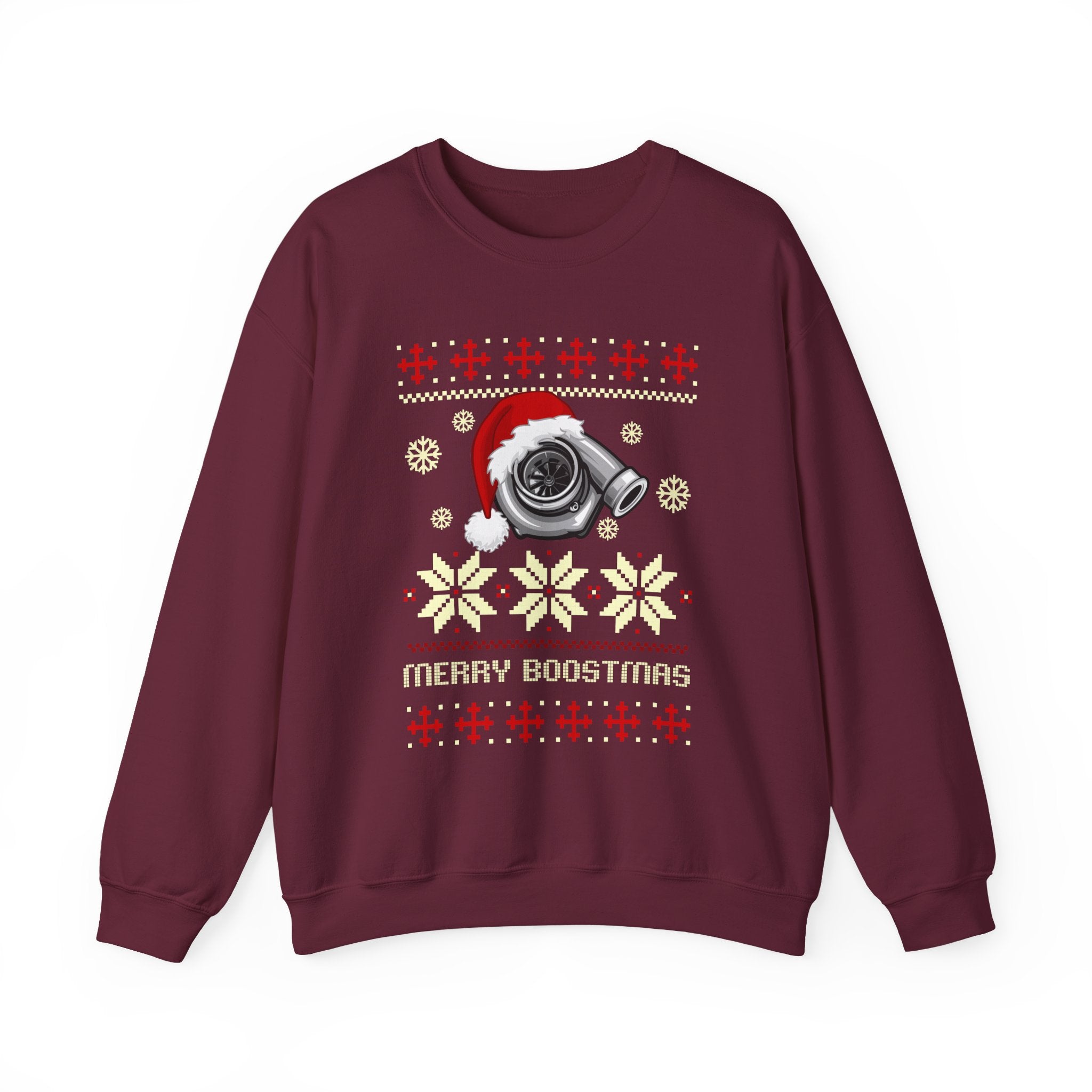 Merry Boostmas Ugly Christmas Sweatshirt | Turbo Car Christmas Sweater | JDM Holiday Jumper | Car Enthusiast Gift