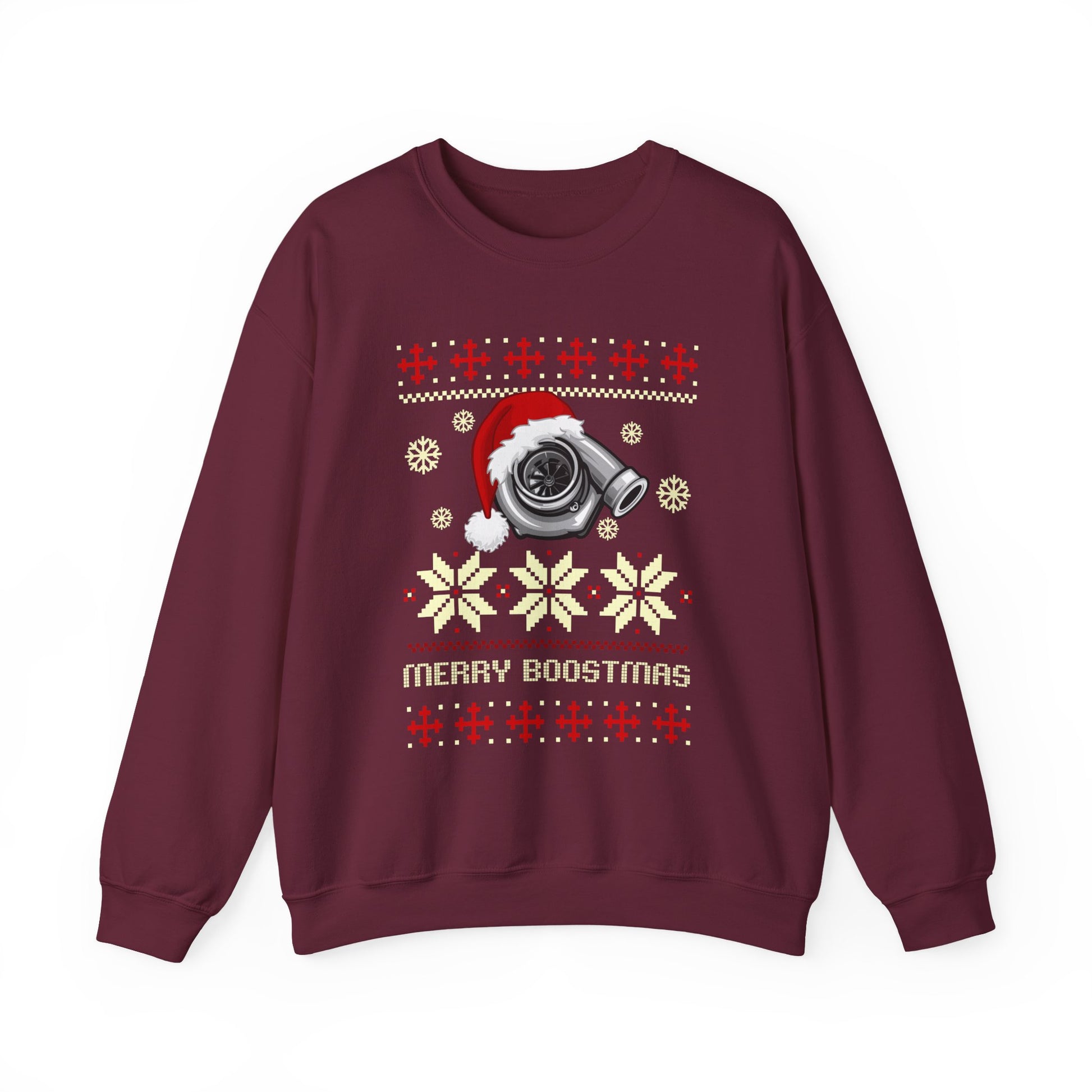 Merry Boostmas Ugly Christmas Sweatshirt | Turbo Car Christmas Sweater | JDM Holiday Jumper | Car Enthusiast Gift