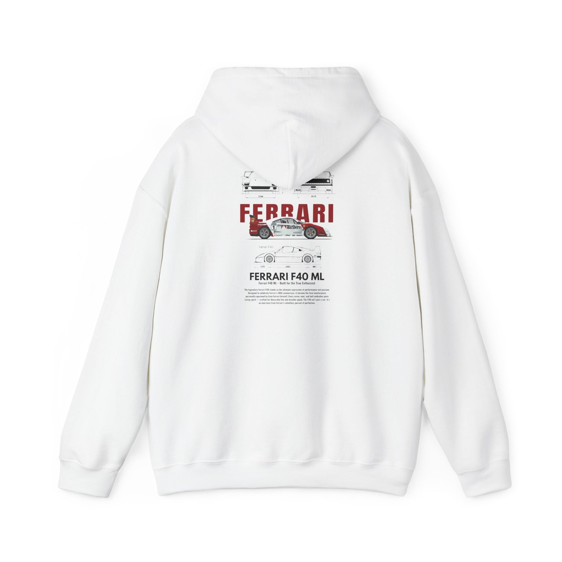 Ferrari F40 Mechanical Design Hoodie | Italian Supercar Sweatshirt | Gildan 18500