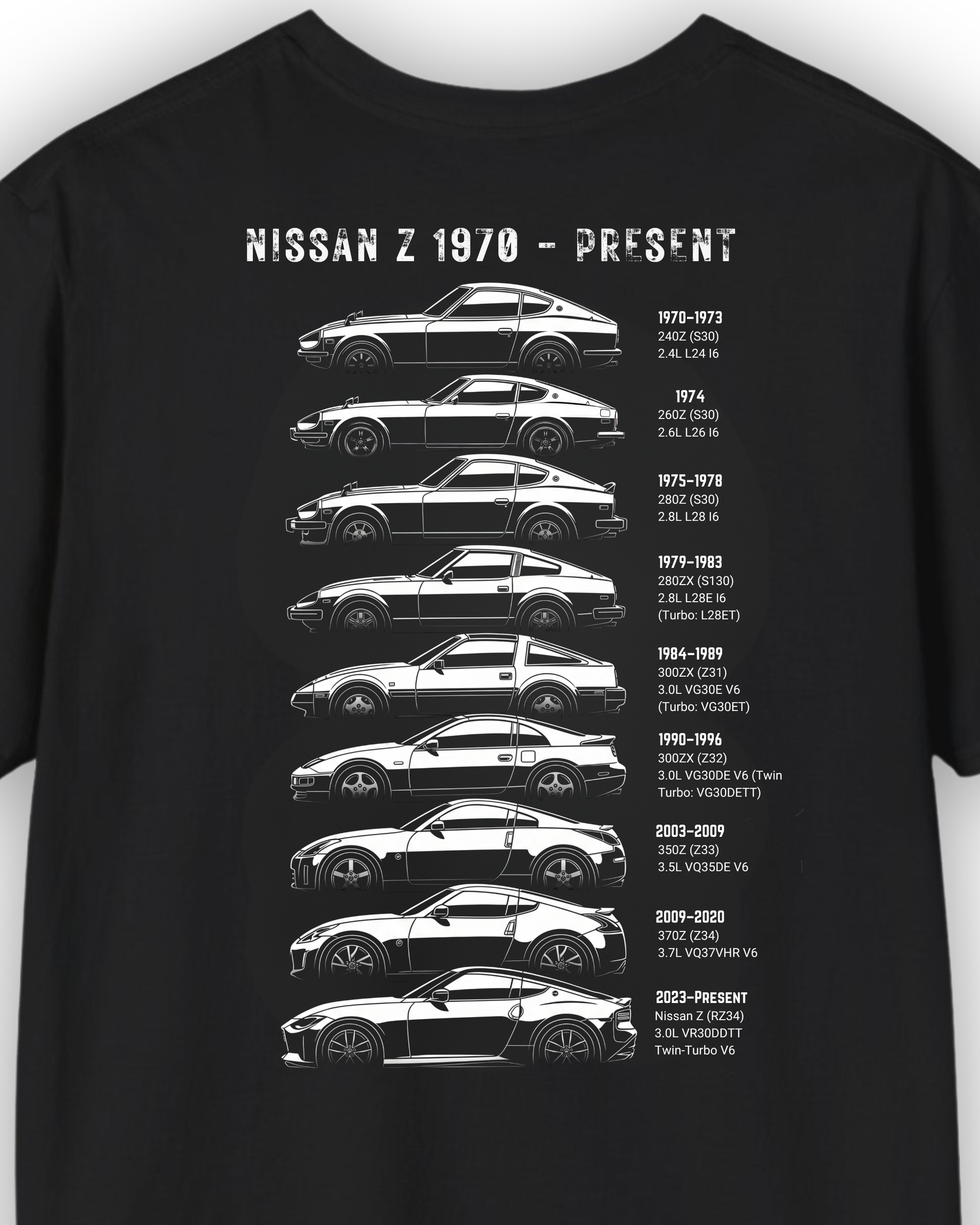 Nissan Z Generations Tee | 1970–Present Heritage Collection | JDM Streetwear Shirt Tuning Techniques