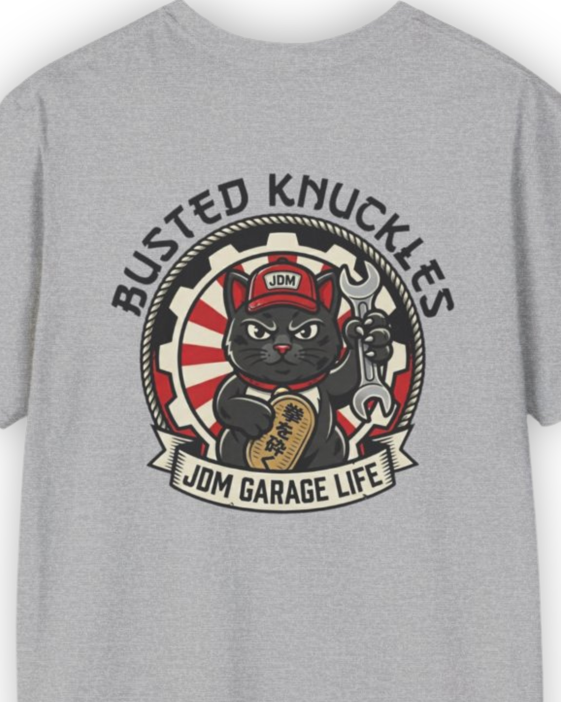 JDM Garage Cat Tee | Lucky Mechanic Streetwear Shirt Tuning Techniques