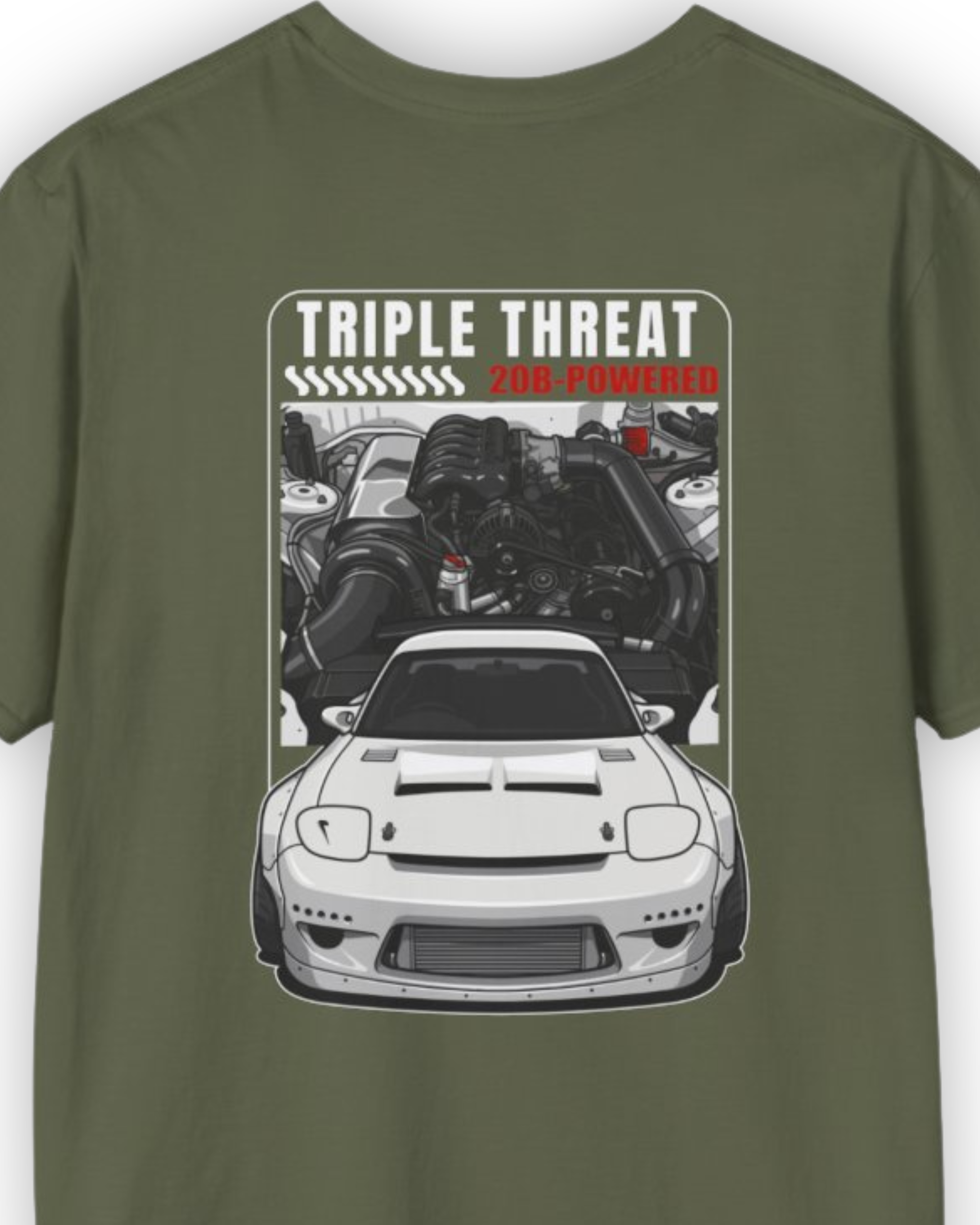 Triple Threat 20B Tee | Rotary Powered RX7 Streetwear Shirt Tuning Techniques