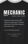 Mechanic Definition Tee | Funny Garage Shirt | Automotive Dictionary Series Tuning Techniques