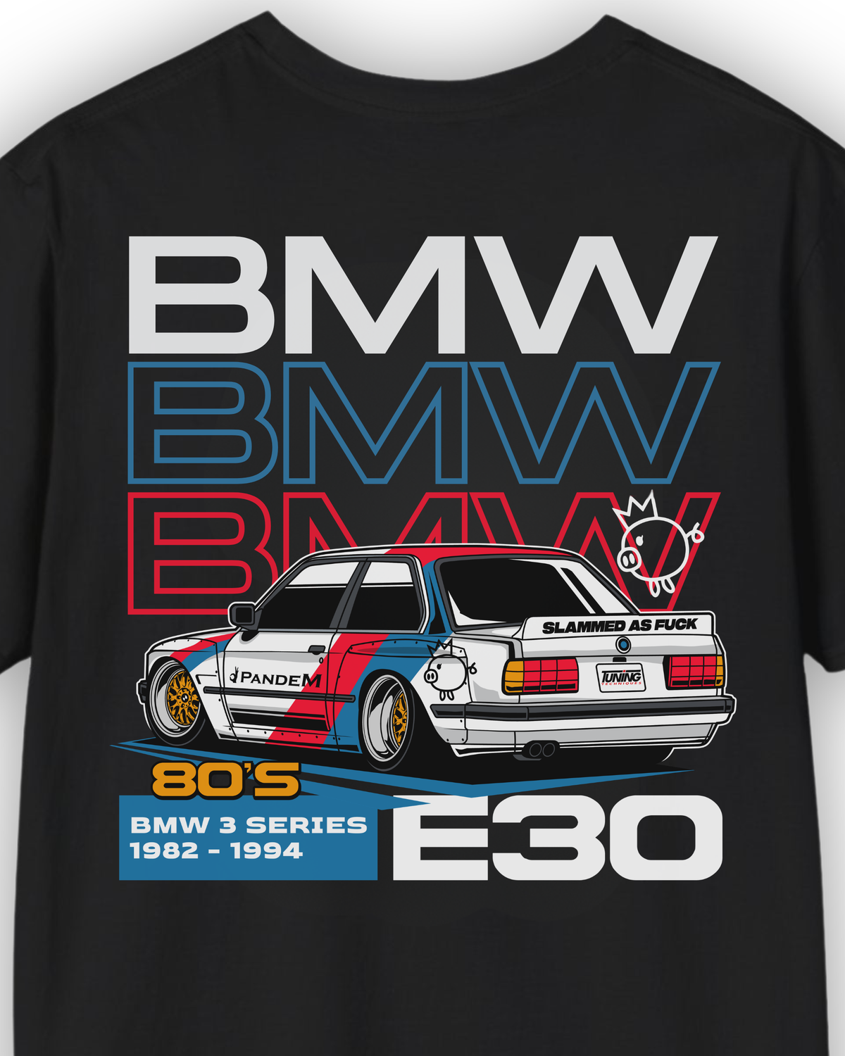BMW E30 Tee | 80s BMW 3 Series Streetwear | Classic German Car Shirt Tuning Techniques