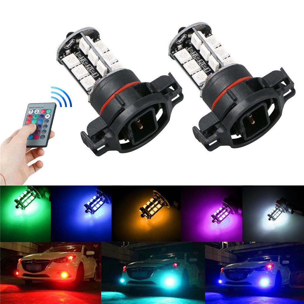 RGB LED Fog Lights – 27-LED Remote-Control Color Bulbs