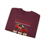 Maroon sweatshirt with a red car graphic on a white background