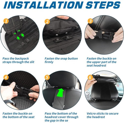 Tactical Car Back Seat Organizer with 3 Detachable Pouches – Waterproof MOLLE Storage Bag