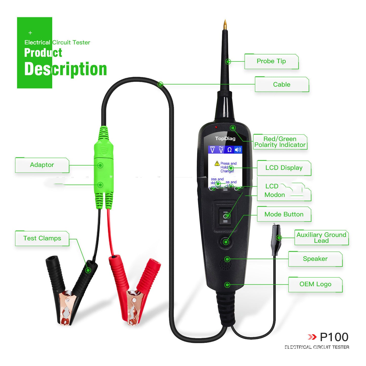 Automotive Electrical Circuit Tester Power Probe 12-24V DC Pen Diagnostic Tool