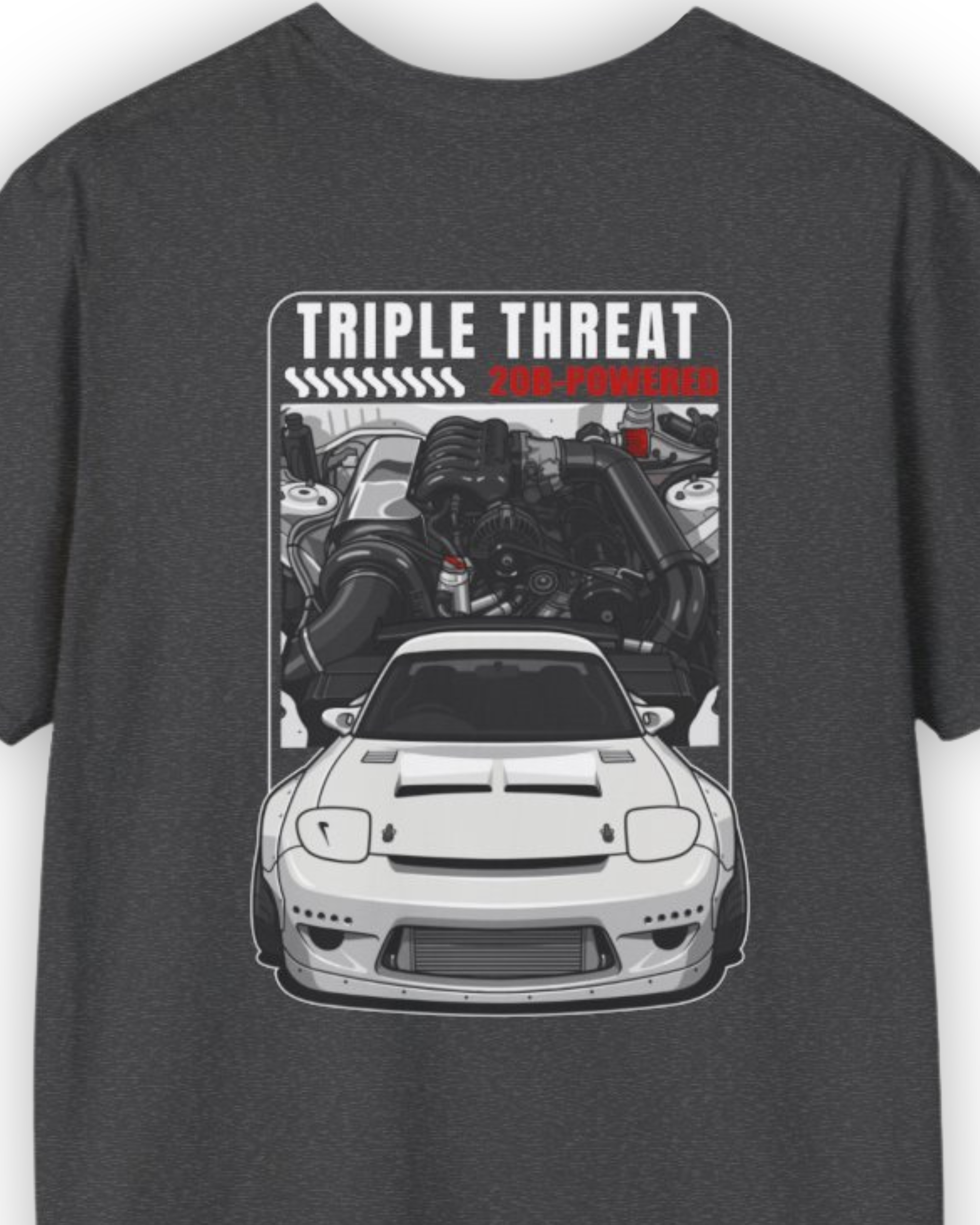 Triple Threat 20B Tee | Rotary Powered RX7 Streetwear Shirt Tuning Techniques