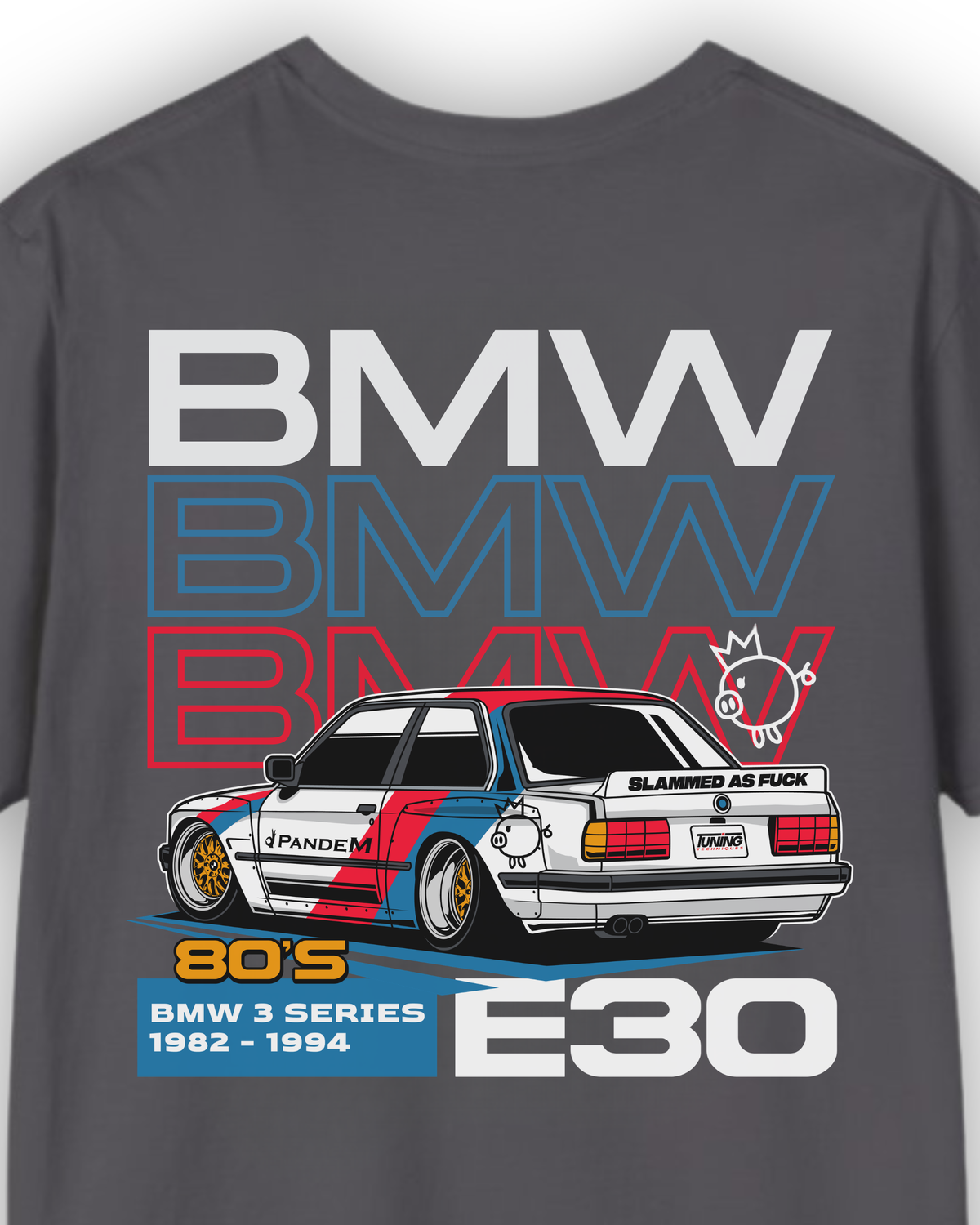 BMW E30 Tee | 80s BMW 3 Series Streetwear | Classic German Car Shirt Tuning Techniques