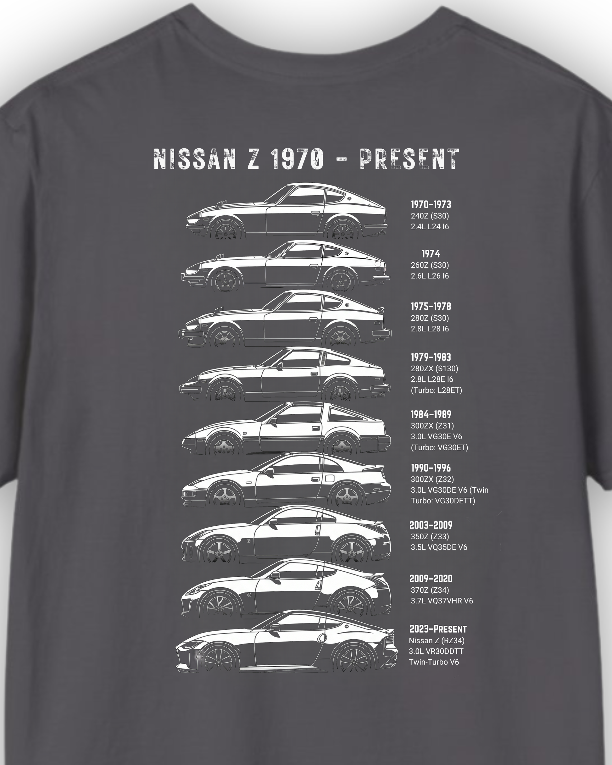 Nissan Z Generations Tee | 1970–Present Heritage Collection | JDM Streetwear Shirt Tuning Techniques