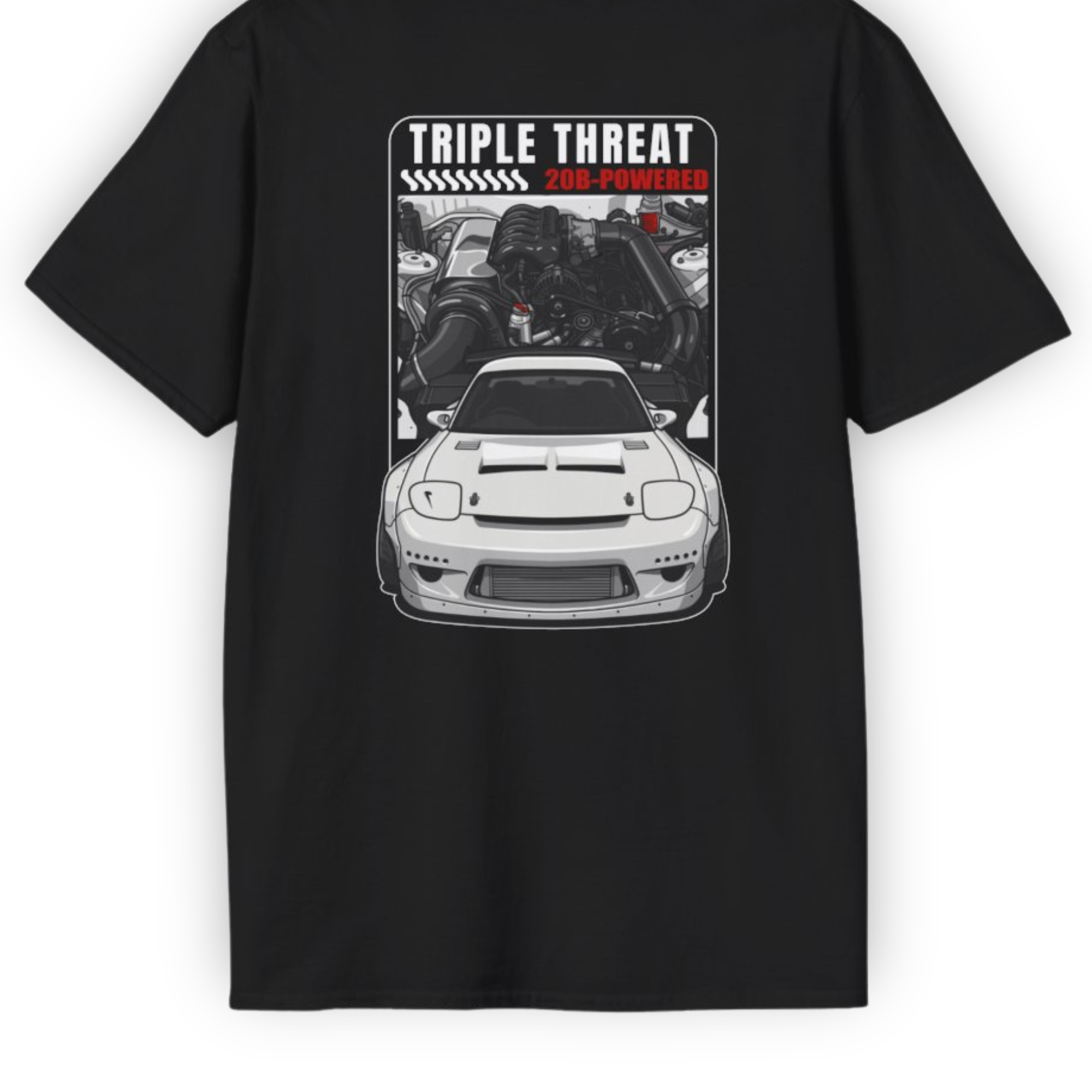 Triple Threat 20B Tee | Rotary Powered RX7 Streetwear Shirt Tuning Techniques